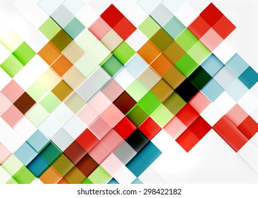Square shape mosaic pattern design. Universal modern composition. Clean colorful mosaic tile background with copyspace. Abstract background, online presentation website element or mobile app cover 