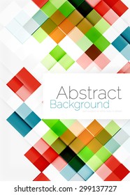 Square shape mosaic pattern design. Universal modern composition. Clean colorful mosaic tile background with copyspace. Abstract background, online presentation website element or mobile app cover 
