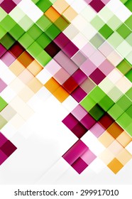 Square shape mosaic pattern design. Universal modern composition. Clean colorful mosaic tile background with copyspace. Abstract background, online presentation website element or mobile app cover 