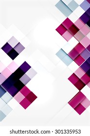 Square shape mosaic pattern design. Universal modern composition. Clean colorful mosaic tile background with copyspace. Abstract background, online presentation website element or mobile app cover 