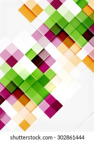 Square shape mosaic pattern design. Universal modern composition. Clean colorful mosaic tile background with copyspace. Abstract background, online presentation website element or mobile app cover 