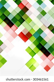 Square shape mosaic pattern design. Universal modern composition. Clean colorful mosaic tile background with copyspace. Abstract background, online presentation website element or mobile app cover 