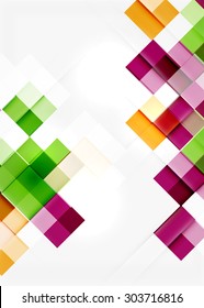 Square shape mosaic pattern design. Universal modern composition. Clean colorful mosaic tile background with copyspace. Abstract background, online presentation website element or mobile app cover 