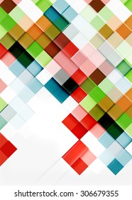 Square shape mosaic pattern design. Universal modern composition. Clean colorful mosaic tile background with copyspace. Abstract background, online presentation website element or mobile app cover 