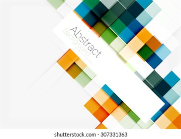 Square shape mosaic pattern design. Universal modern composition. Clean colorful mosaic tile background with copyspace. Abstract background, online presentation website element or mobile app cover 