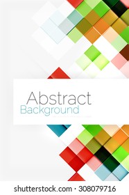 Square shape mosaic pattern design. Universal modern composition. Clean colorful mosaic tile background with copyspace. Abstract background, online presentation website element or mobile app cover 