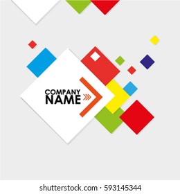 Square shape mosaic pattern design. Clean colorful mosaic background with text.