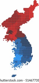 Square shape North and South Korea map colored by province on white background, vector illustration.