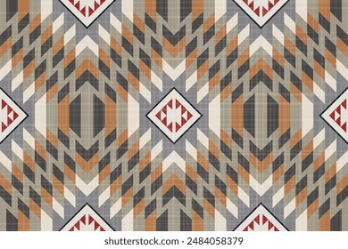 Square shape on grey background.Geometric shape.Brown pattern.Zigzag pattern.Seamless.Triangle shape.DIgital design.Illustration.Line.Design for skirt.Clothes.Carpet.Printing. Knitting
