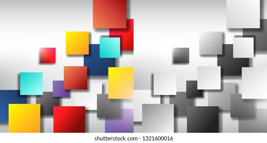 square shape overlaps geometric abstract background, 2 color set, space wallpaper, technology digital web flat vector design