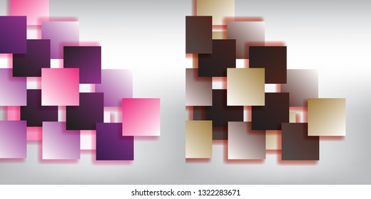 square shape overlaps geometric abstract background, 2 color set, space wallpaper, technology digital web flat vector design