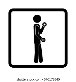 square shape pictogram with man lifting a dumbbell