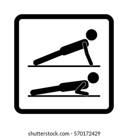 square shape with pictogram man in push up