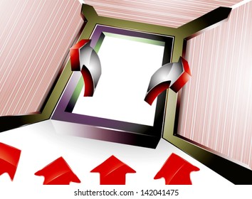 Square shape with red arrows concept vector background