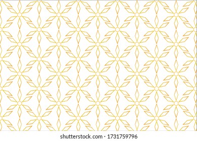square shape repeat pattern golden yellow flowers and white background. fabric design, wall art design illustration vector.