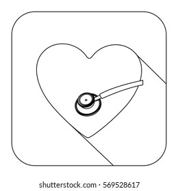 square shape with silhouette heart and sthetoscope