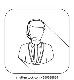 square shape with silhouette men operator with headphone