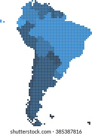 Square shape South America map on white background. Vector illustration.