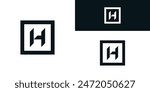 Square shape style letter H logo design. Premium Vector
