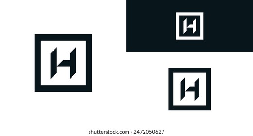 Square shape style letter H logo design. Premium Vector