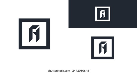 Square shape style letter A logo design. Premium Vector