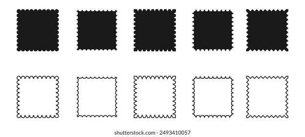 square shape with various geometric edge border set vector illustration isolated on white background.