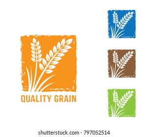 square shape vector design label, sign, logo, tag of quality whole grain wheat, wheat seed, crop, farm, bakery and baking shop 