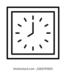 square shape wall clock. outline vector. showing eight o' clock. isolated on white background. vector illustration.