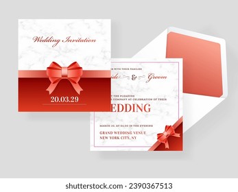 Square Shape Wedding Invitation Card with Double-Side and Envelope.
