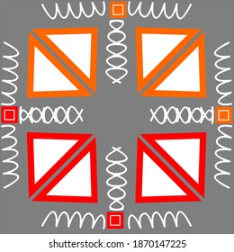 square shape with white curl line in color