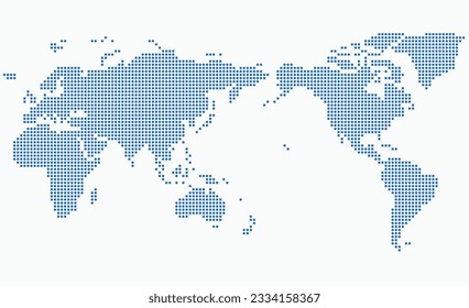 Square shape world map on white background. Vector illustration.