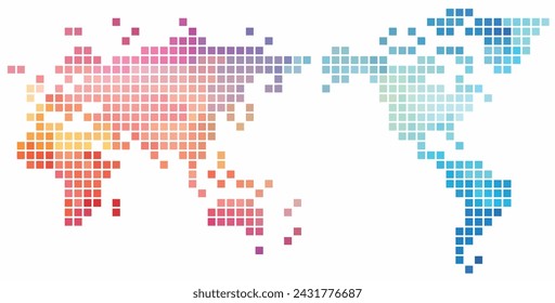 Square shape world map on white background. Vector illustration.