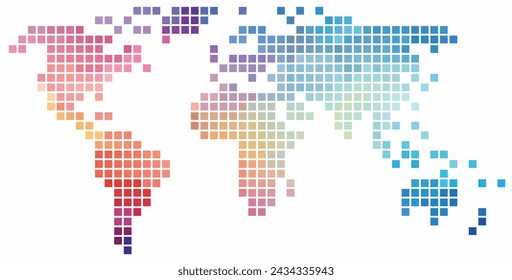 Square shape world map on white background. Vector illustration.