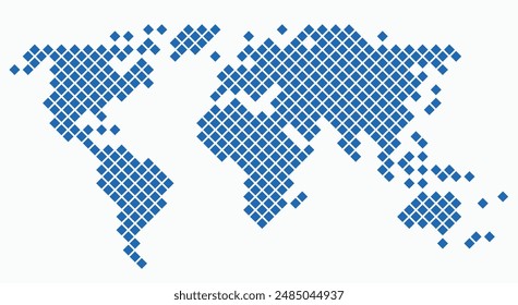 Mapa del mundo de forma cuadrada sobre fondo blanco. Ilustración vectorial.