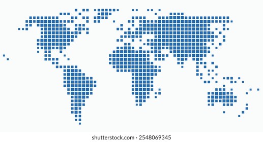 Mapa de mundo de forma quadrada sobre fundo branco. Ilustração vetorial.