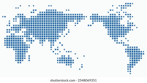 Mapa de mundo de forma quadrada sobre fundo branco. Ilustração vetorial.