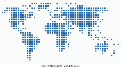 Square shape world map on white background. Vector illustration.