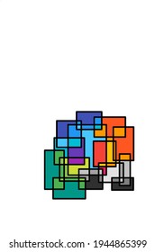 arte cuadrado en una mezcla de rojo, azul, verde y gris