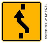 Square Shaped Changing To Left Lane Traffic Road Sign,Vector Illustration, Isolate On White Background Label. EPS10