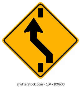 Square Shaped Changing To Left Lane Traffic Road Sign,Vector Illustration, Isolate On White Background Label. EPS10