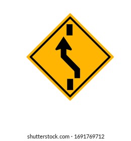 Square Shaped Changing To Left Lane Traffic Road Sign,Vector Illustration, Isolate On White Background Label.