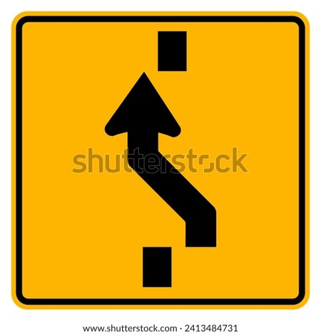 Square Shaped Changing To Left Lane Traffic Road Sign,Vector Illustration, Isolate On White Background Label. EPS10