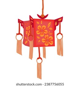 Square shaped Chinese paper lantern vector.
