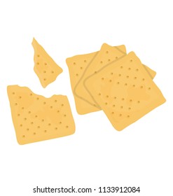 
A square shaped crackers broken into pieces 
