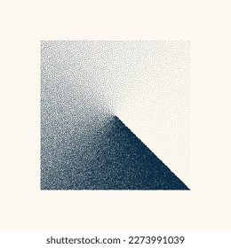 Objeto punteado cuadrado, elemento de garra vintage. Sombreado de dibujo con puntas, resistente. Efecto de desintegración de semitono. Textura granulada de ruido blanco. Degradado atenuado. Ilustración del vector