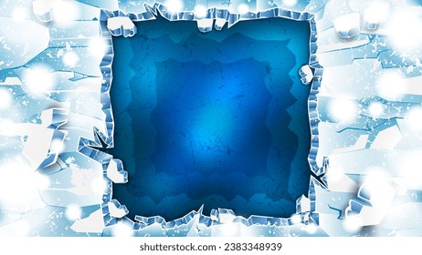 quadratische Eis-Risse als Winterhintergrund