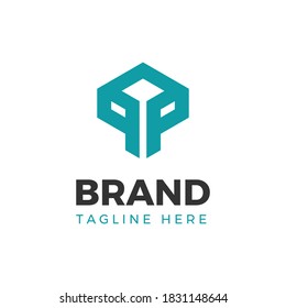 Square shaped initial two letter P logo template