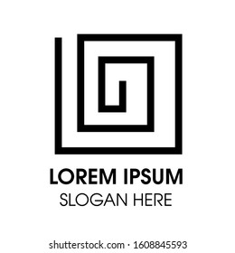Square shaped logo with a line effect