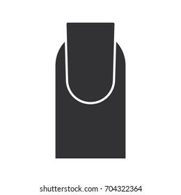 Square shaped nail glyph icon. Silhouette symbol. Classic manicure. Negative space. Vector isolated illustration