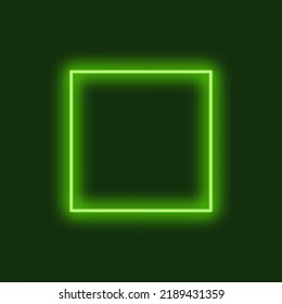 Square shaped neon frame in green color